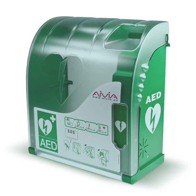 Cartello Emergenza Defibrillatore AED – Vsafety, 150x200 Mm, Verde, Norma EN ISO 7010