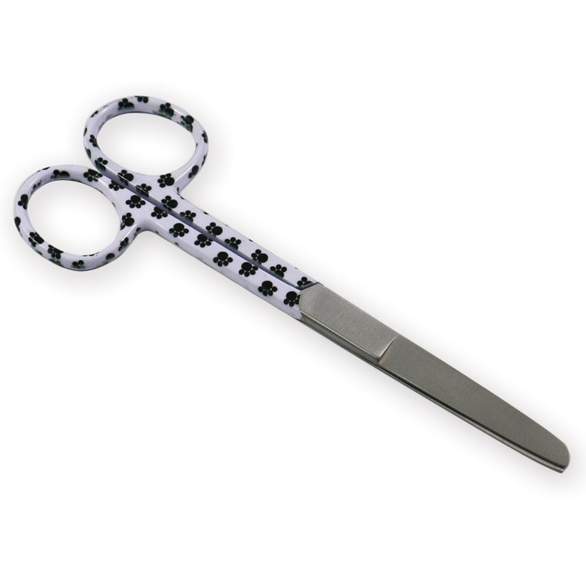 Forbici rette punte alterne - fantasia orme - 14 cm