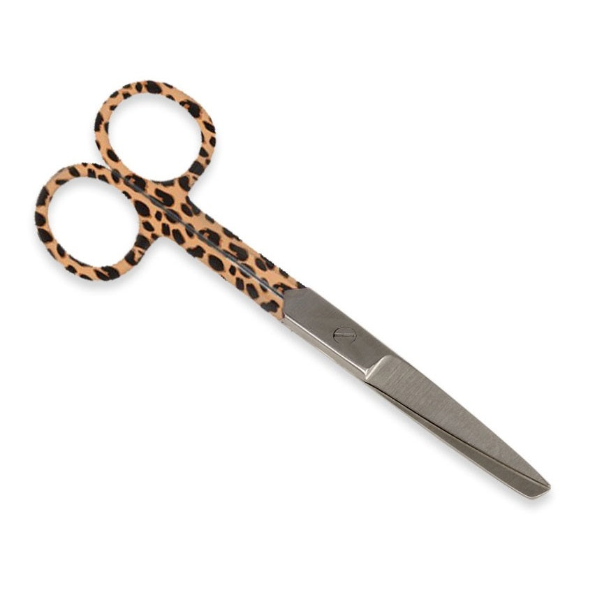 Forbici rette punte alterne - fantasia leopardo - 14 cm