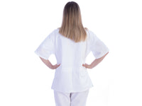 Casacca in cotone/poliestere GIMA - Bianca con bottoni - Scollo a V (Unisex)