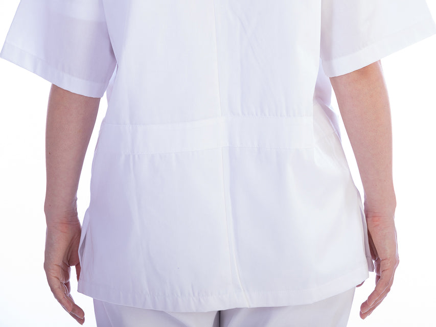 Casacca in cotone/poliestere GIMA - Bianca con bottoni - Scollo a V (Unisex)