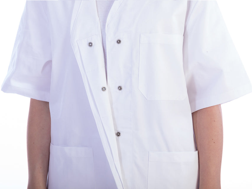 Casacca in cotone/poliestere GIMA - Bianca con bottoni - Scollo a V (Unisex)