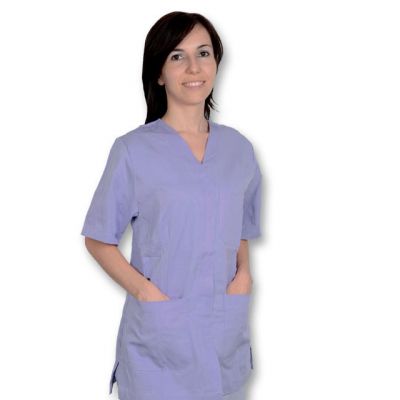 Casacca in cotone/poliestere GIMA Viola con bottoni - Scollo a V (Unisex)