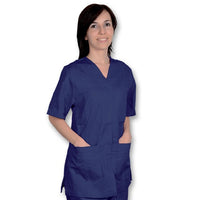 Casacca in cotone/poliestere GIMA - Blu con bottoni - Scollo a V (Unisex)