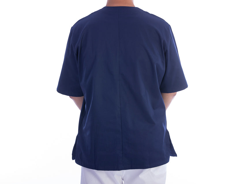 Casacca in cotone/poliestere GIMA - Blu con bottoni - Scollo a V (Unisex)