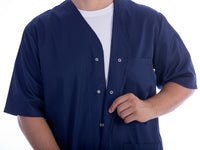 Casacca in cotone/poliestere GIMA - Blu con bottoni - Scollo a V (Unisex)