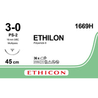 Sutura Ethicon ETHILON 1669H - 3-0, Ago 3/8 PS-2 mm 19 - Nero (conf. 36 pz.)