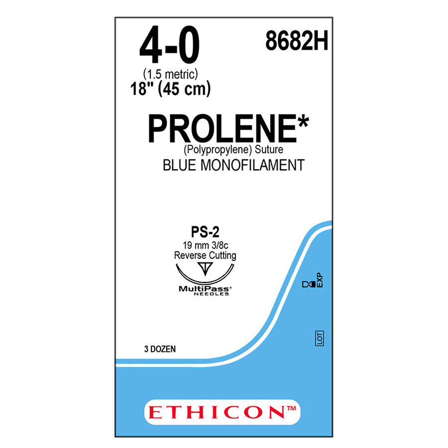 Sutura Ethicon PROLENE BLUE 8682H - 4-0, Ago 3/8 PS-2 mm 19 - Blu (conf. 36 pz.)