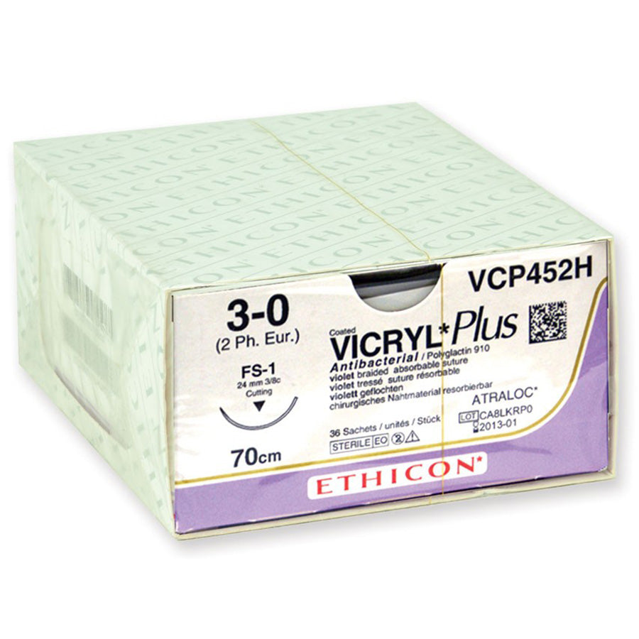 Sutura Ethicon VICRYL Plus VCP452H - 3-0, Ago 3/8 FS-1 mm 24 - Viola (conf. 36 pz.)