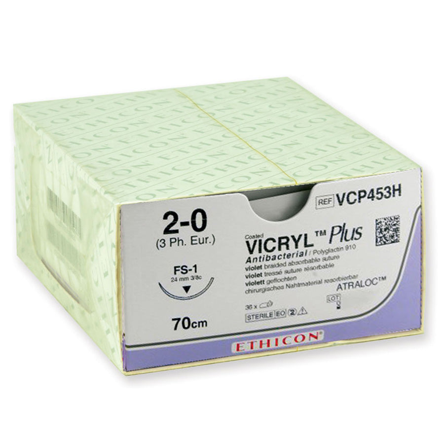 Sutura Ethicon VICRYL PLUS VCP453H - 2-0, Ago 3/8 FS-1 mm 24 - Viola (conf. 36 pz.)