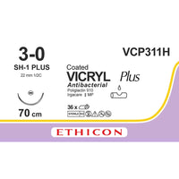 Sutura Ethicon VICRYL Plus VCP311H - 3-0, Ago 1/2 SH-1 PLUS mm 22 - Viola (conf. 36 pz.)
