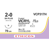 Sutura Ethicon VICRYL PLUS VCP317H - 2-0, Ago 1/2 SH mm 26 - Viola (conf. 36 pz.)