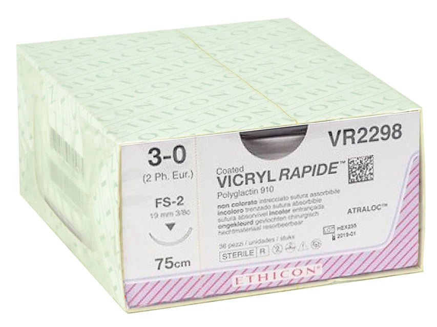 Sutura Ethicon VICRYL RAPID VR2298- 3-0, Ago 3/8 FS-2 mm 19 - Incolore (conf. 36 pz.)