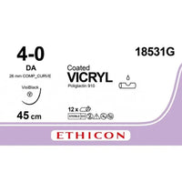 Sutura Ethicon VICRYL 18531G- 4-0, Ago Curva composta  DA Visi-Black mm 25 - Viola (conf. 12 pz.)