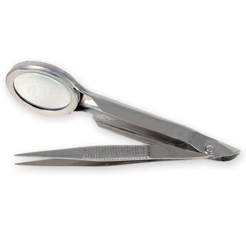 Pinza con lente ingrandimento 2x - 8 cm