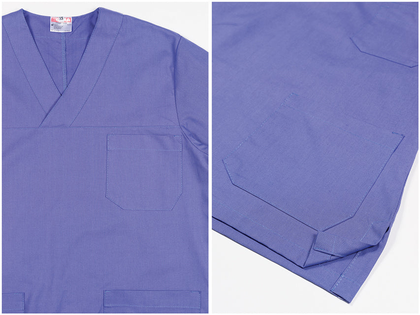 Casacca in cotone 100% GIMA - Indaco con scollo a V (Unisex)