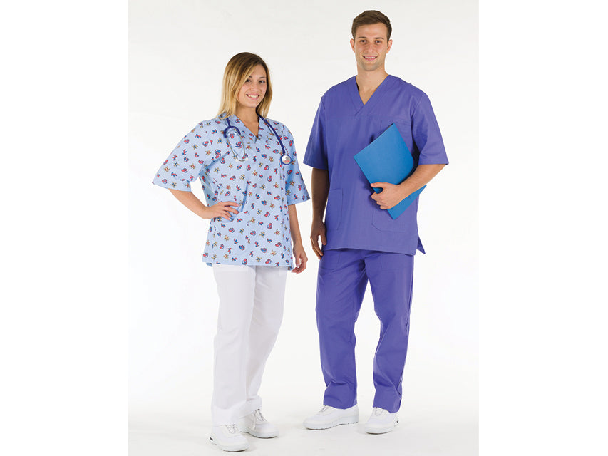 Casacca in cotone 100% GIMA - Indaco con scollo a V (Unisex)