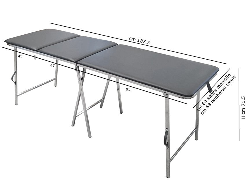 Lettino da visita pieghevole in acciaio cromato + Borsa