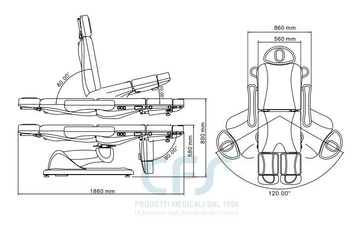 Poltrona Podologica elettrica a 3 motori - Blu