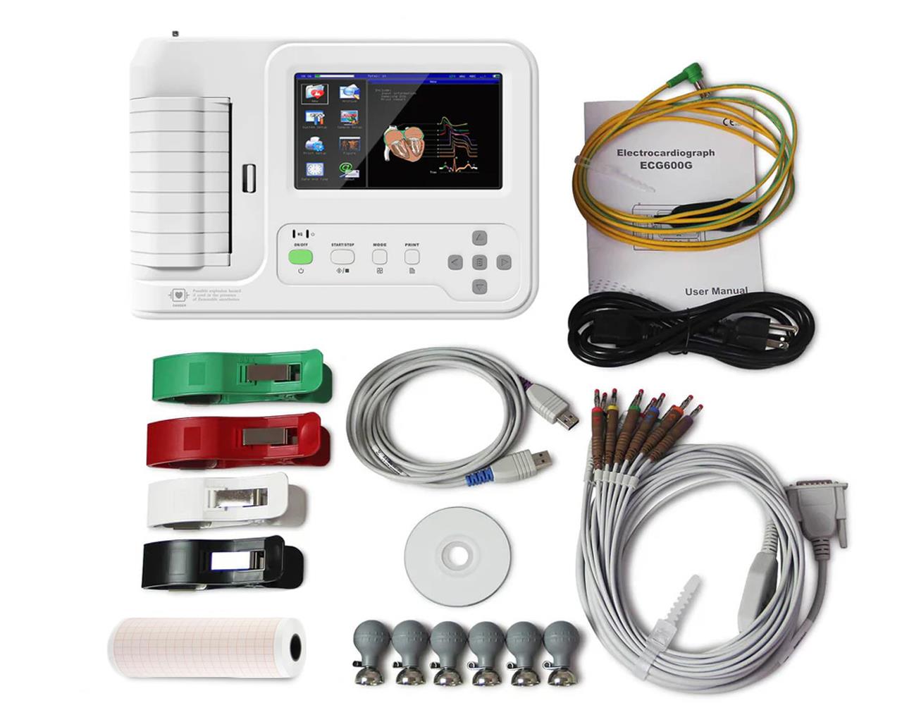 ECG Contec 600G Touch - Elettrocardiografo a 3-6 canali Interpretativo + Borsa