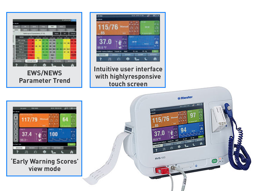 Monitor multiparametrico RIESTER RVS-100 + Stampante - SpO2, NIBP, TEMP