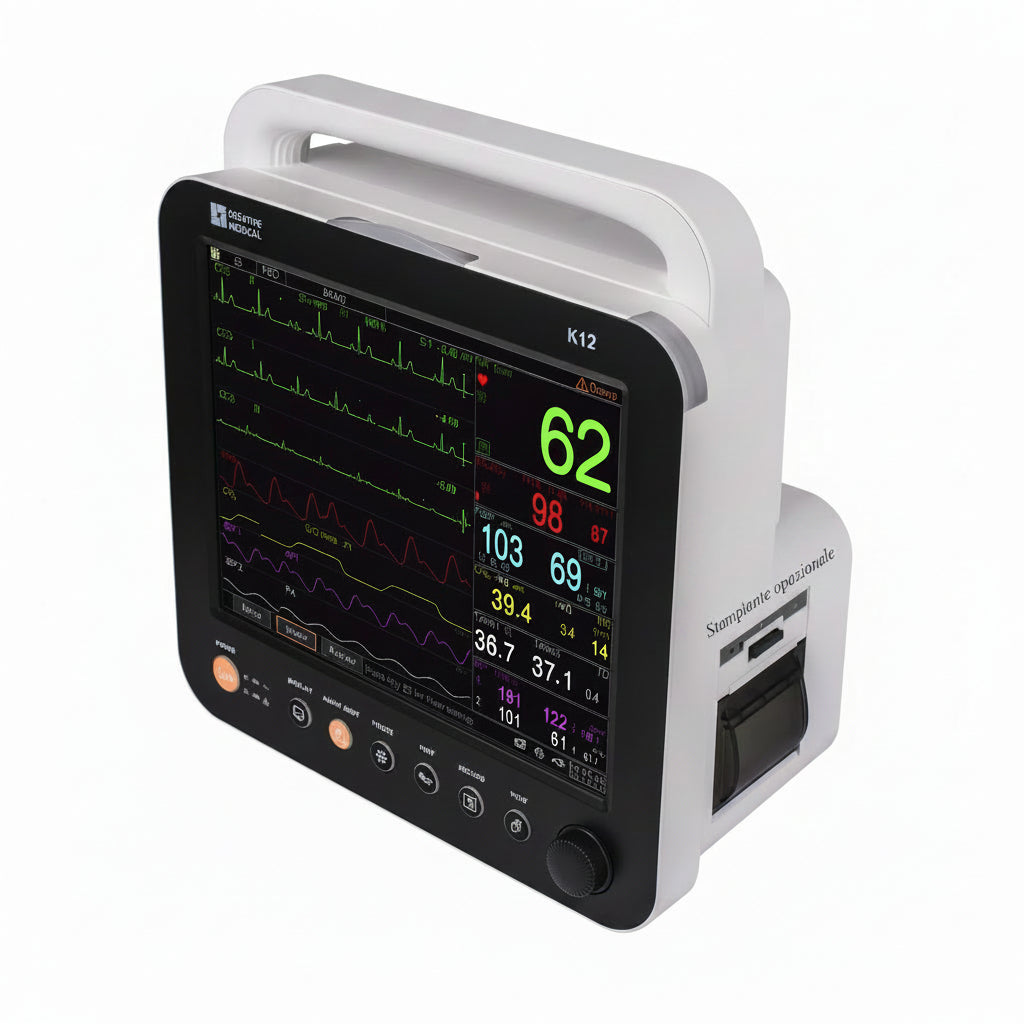 Monitor multiparametrico K12 Touchscreen - SpO2, NIBP, ECG (5 deriv.) e TEMP