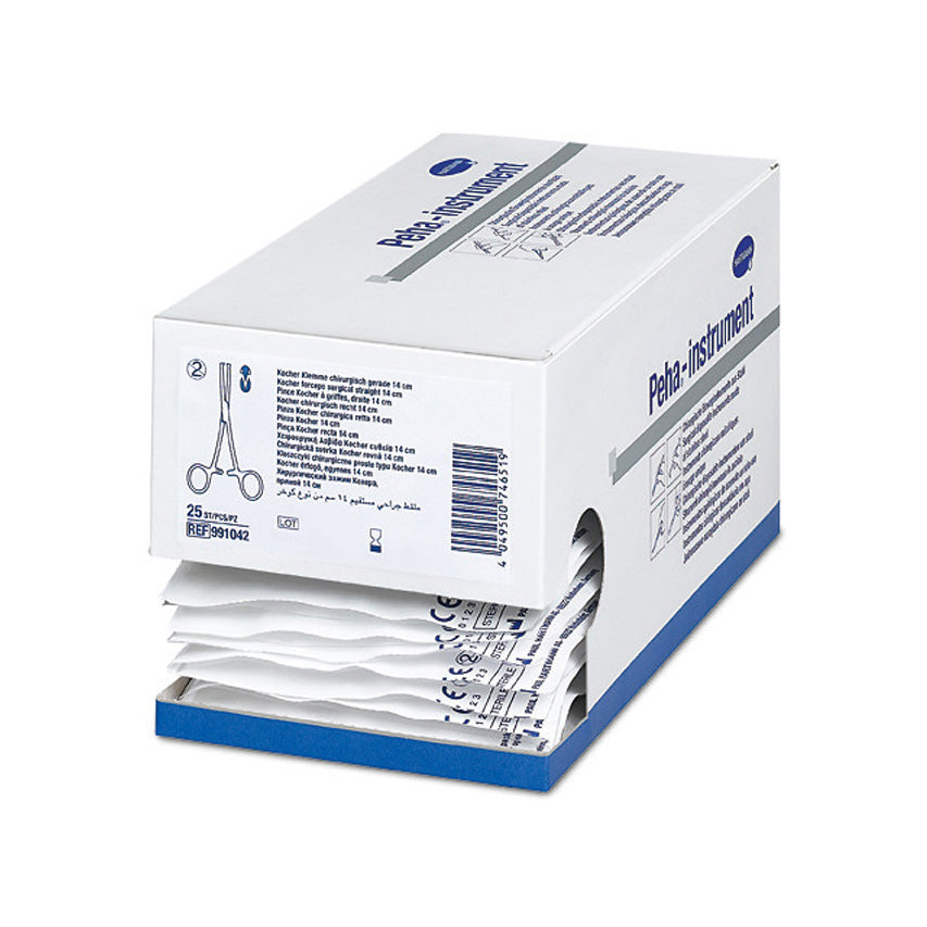 Pinza per tessuti monouso Kocher PEHA Retta cm 14 (conf. 25 pz)