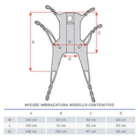 Imbracatura contenitiva IM120 per sollevamalati - in tela con stecche e poggiatesta