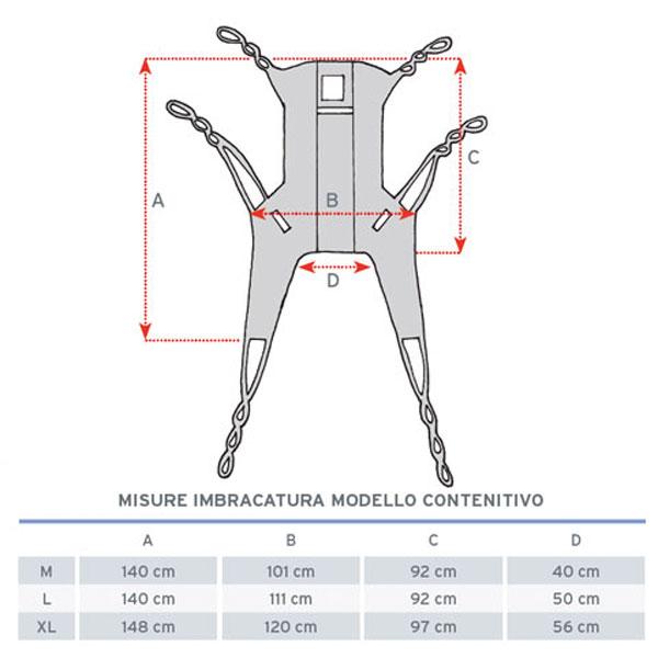 Imbracatura contenitiva IM120 per sollevamalati - in tela con stecche e poggiatesta