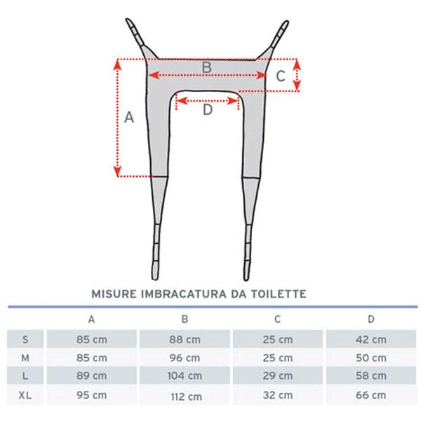 Imbracatura da toilette IM140 per sollevamalati - in rete senza poggiatesta