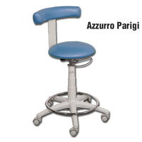 Sgabello GYNEX con sedile imbottito e anello poggiapiedi - In acciao elevabile a gas