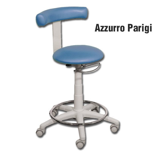 Sgabello GYNEX con sedile imbottito e anello poggiapiedi - In acciao elevabile a gas