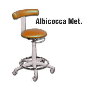 Sgabello GYNEX con sedile imbottito e anello poggiapiedi - In acciao elevabile a gas