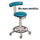 Sgabello GYNEX con sedile imbottito e anello poggiapiedi - In acciao elevabile a gas