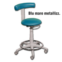 Sgabello GYNEX con sedile imbottito e anello poggiapiedi - In acciao elevabile a gas