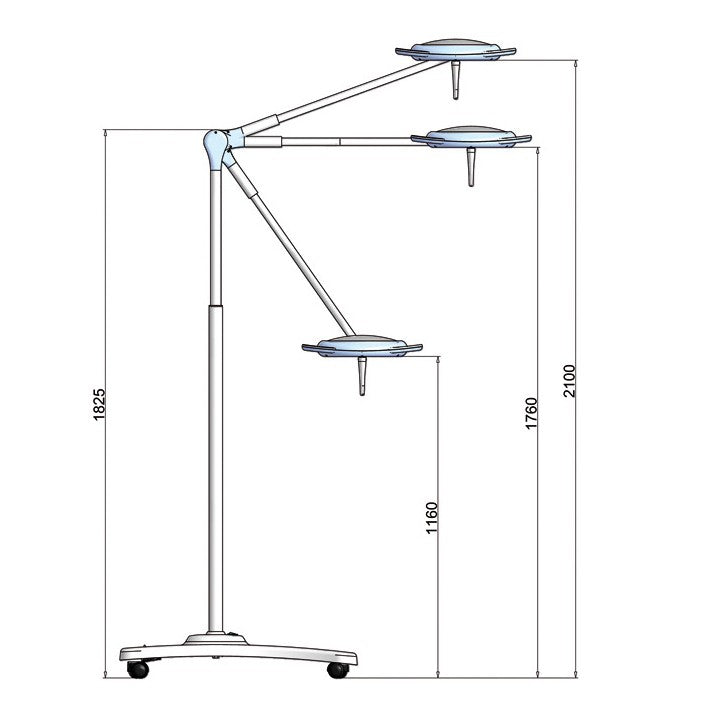 Lampada Scialitica PENTALED 12 su piantana con ruote