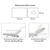 Lettino elettrico ad altezza variabile LYTUS MI381 - cm 68 con schienale elettrico e ruote