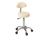 Sgabello con sedile e schienale imbottiti - base in acciaio elevabile a gas