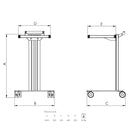 Carrello in alluminio e acciaio EOLO CI123 - Base + 1 ripiano mm 350 x 400 - 1 colonna - Bianca