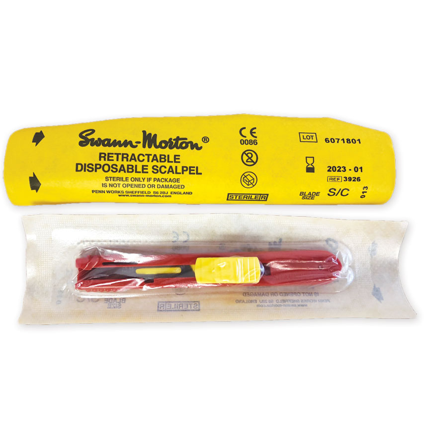 Bisturi di sicurezza monouso sterile Swann-Morton - lama leva punti (conf. 25 pz.)
