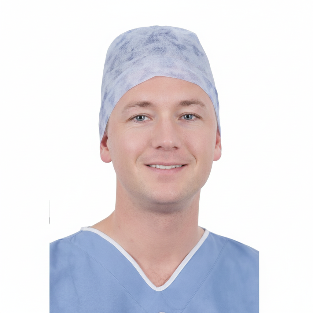 Cappellino chirurgico monouso con lacci in TNT - Blu - Capelli corti (conf. 100 pz.)