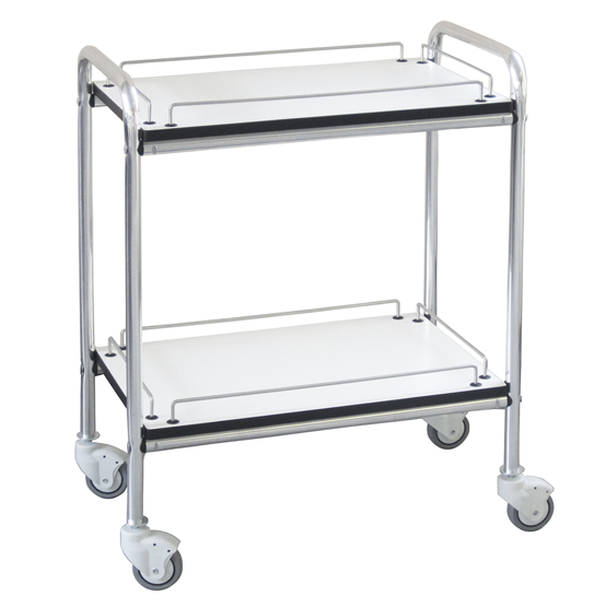 Carrello in bilaminato GIMA 2 a 2 piani con ringhierina - cm 60x40x77H