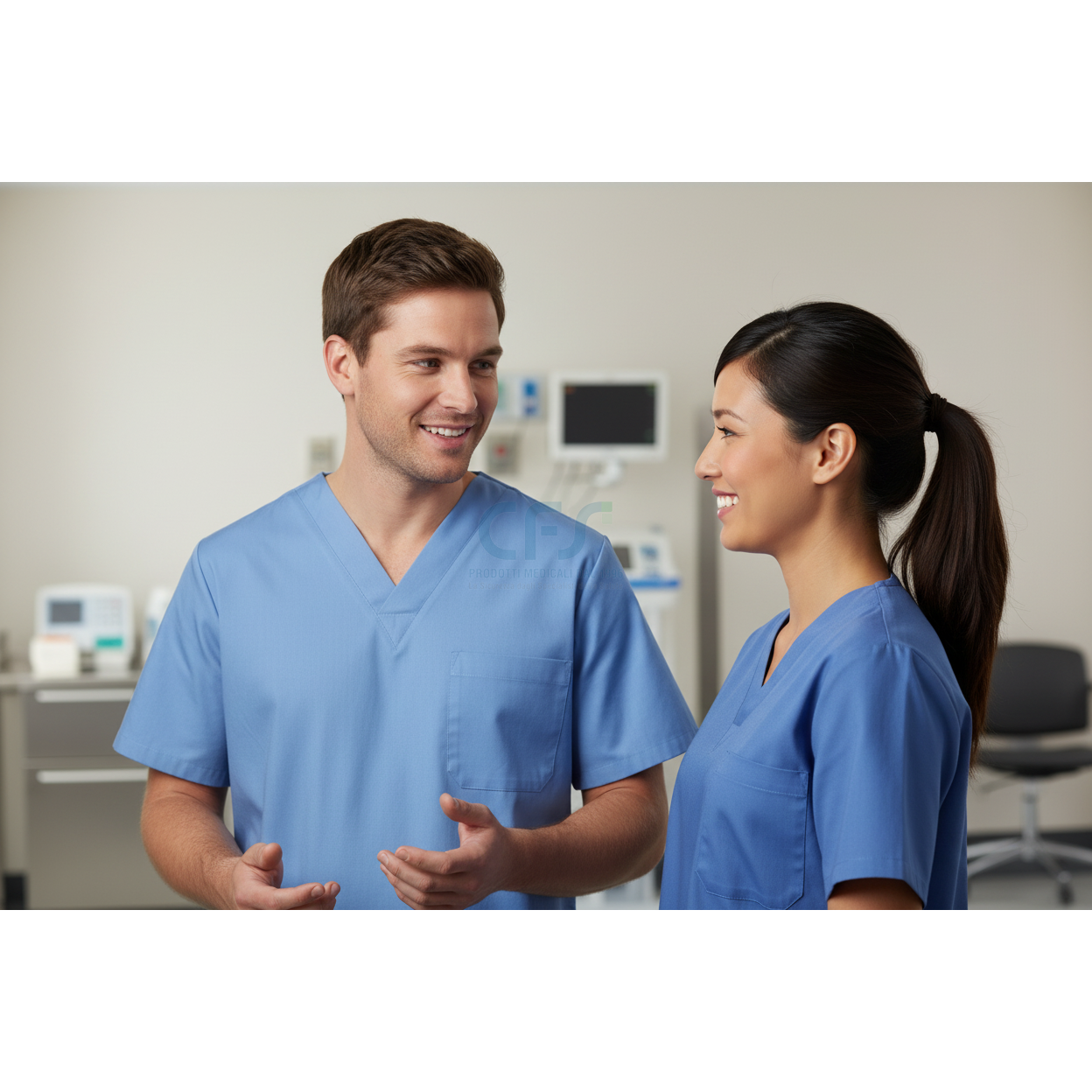 Casacca in cotone 100% PIERO - Azzurra con scollo a V (Unisex)