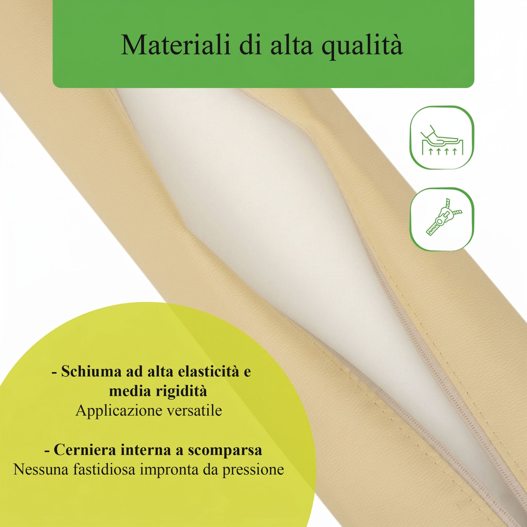 Cuscino cilindrico semicircolare 60x15x10 cm - K533 Beige
