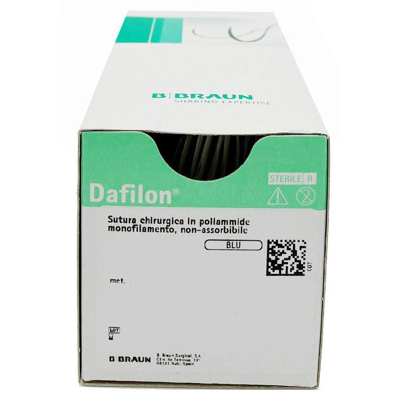 Dafilon suture non assorbibili in nylon, ago 3/8 24mm, USP 2/0 - filo blu 45cm (conf. 12 pz.)