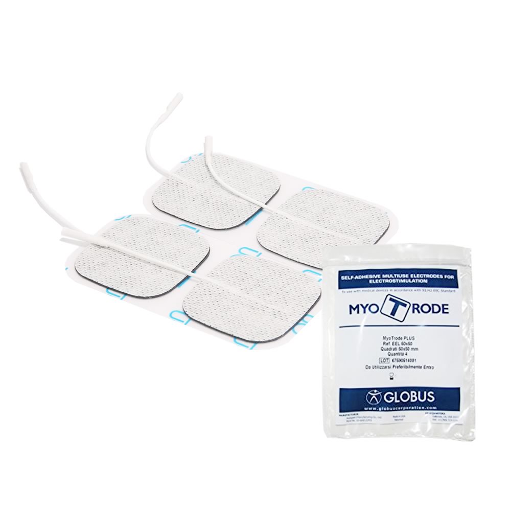 Elettrodo pregellato GLOBUS Myotrode Platinum con cavetto - 50 x 50 mm (4 pz.)