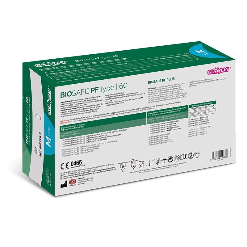 Guanti in lattice senza polvere BIOSAFE PF Type 60 (conf. 100 pz.)