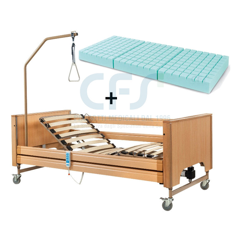 Letto da degenza elettrico LT-10N - Elevabile in altezza + Asta e Materasso Omaggio!