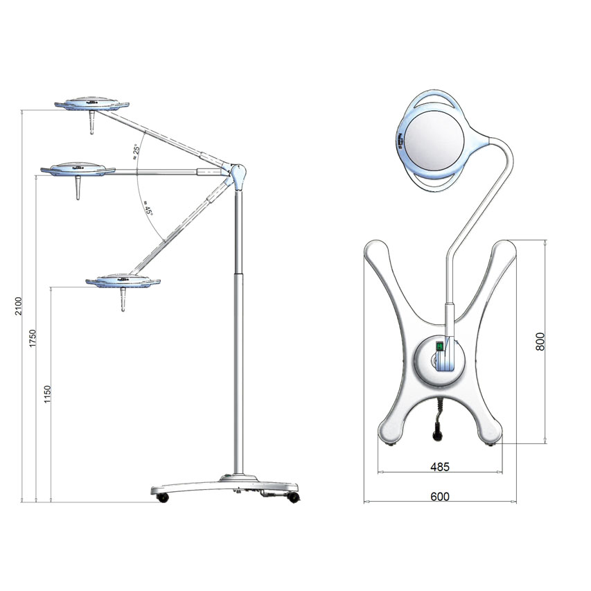 Lampada Scialitica PENTALED 28 su piantana a rotelle + batteria