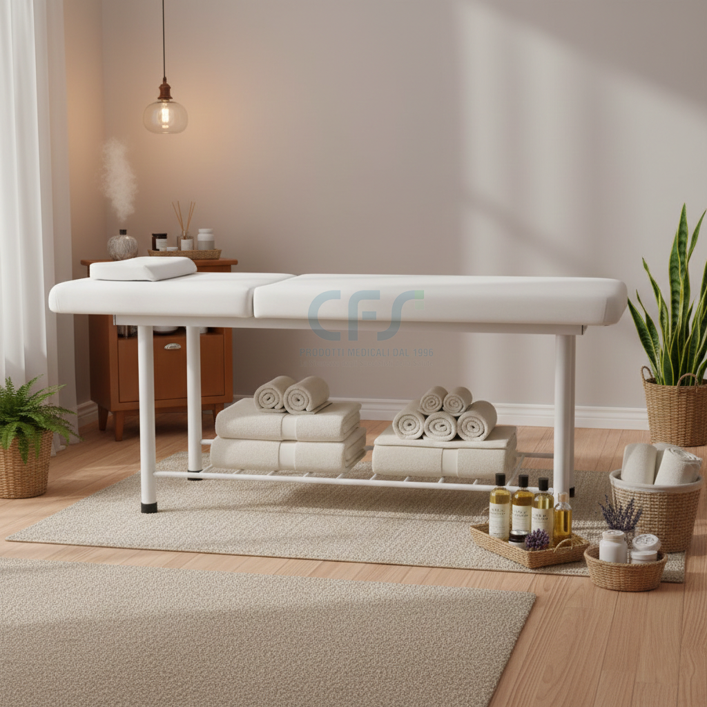 Lettino ad altezza fissa 812 BASIC - Larghezza 70 cm - Bianco